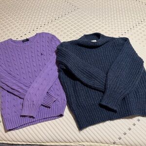 (2 sweaters) Poli Ralph Lauren Purple Cable Knit and Madewell Women's Sweater
